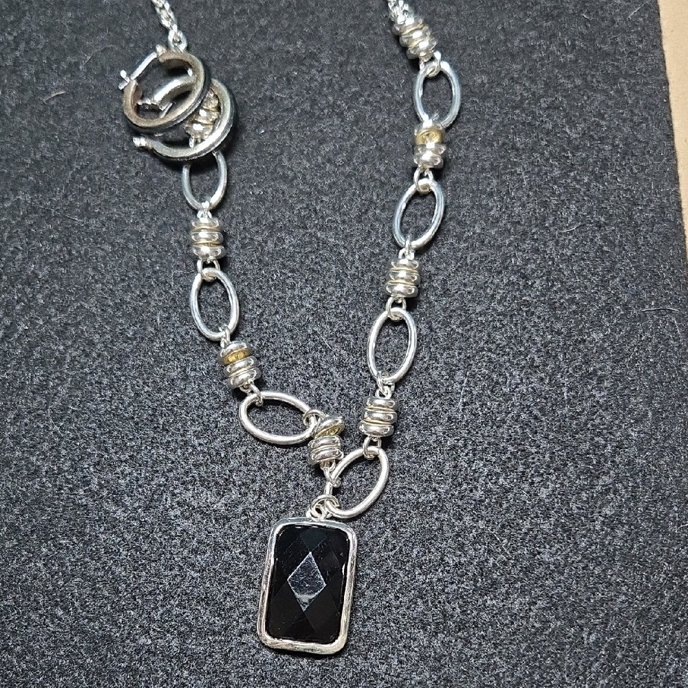 Elegant Silver and Black Pendant Necklace